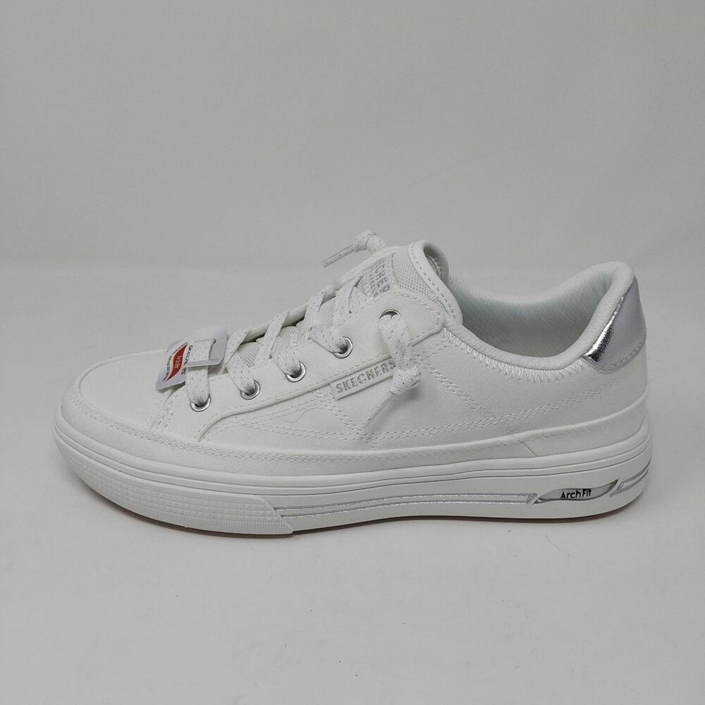 Skechers Arch Fit Arcade Glitzle Women's 7 White Silver Sneakers 190214 NIB - Picture 14 of 16